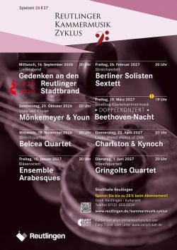 Plakat Kammermusikzyklus 2027, Kulturamt der Stadt Reutlingen